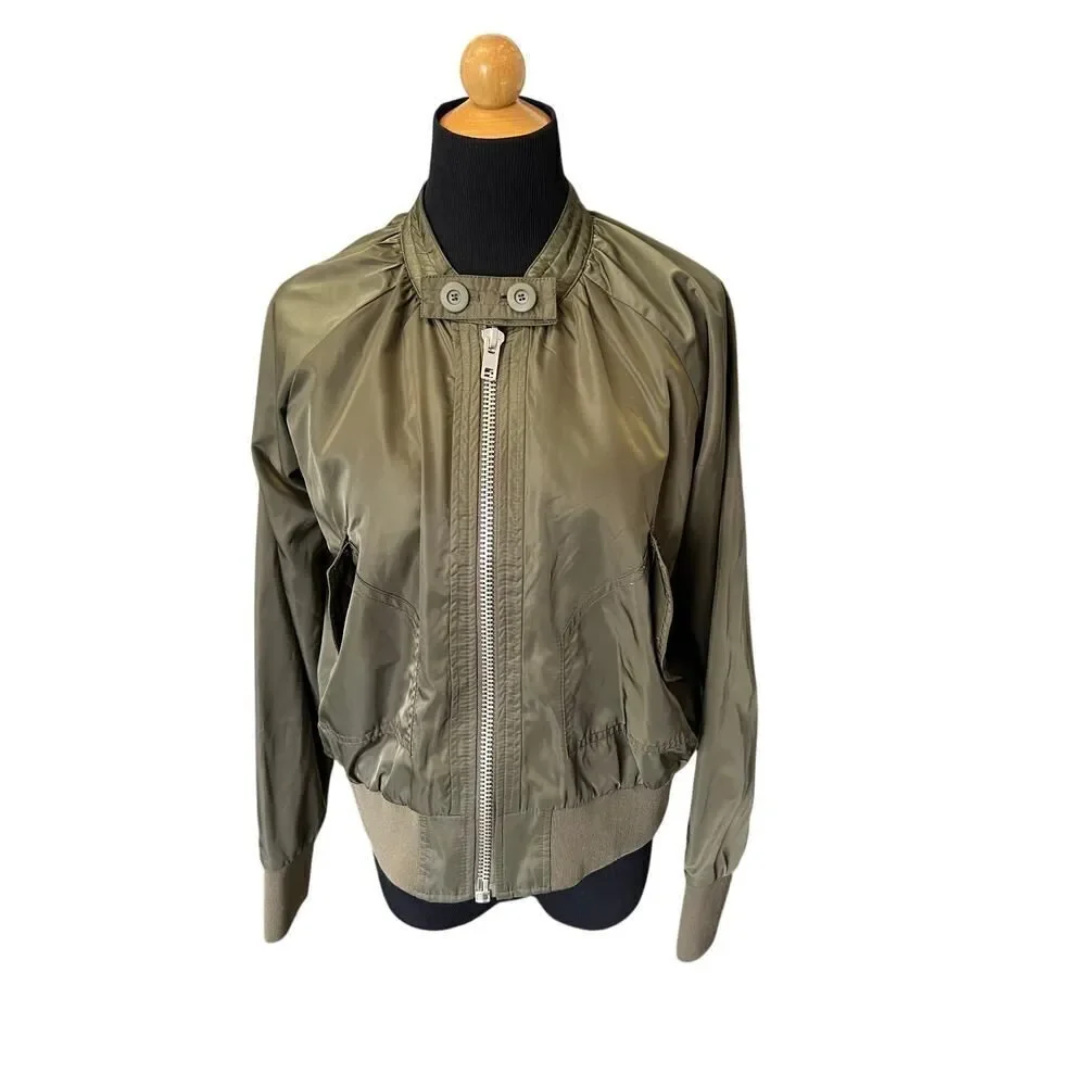 FREE PEOPLE BOMBER JACKET OLIVE GREEN SIZE SMALL